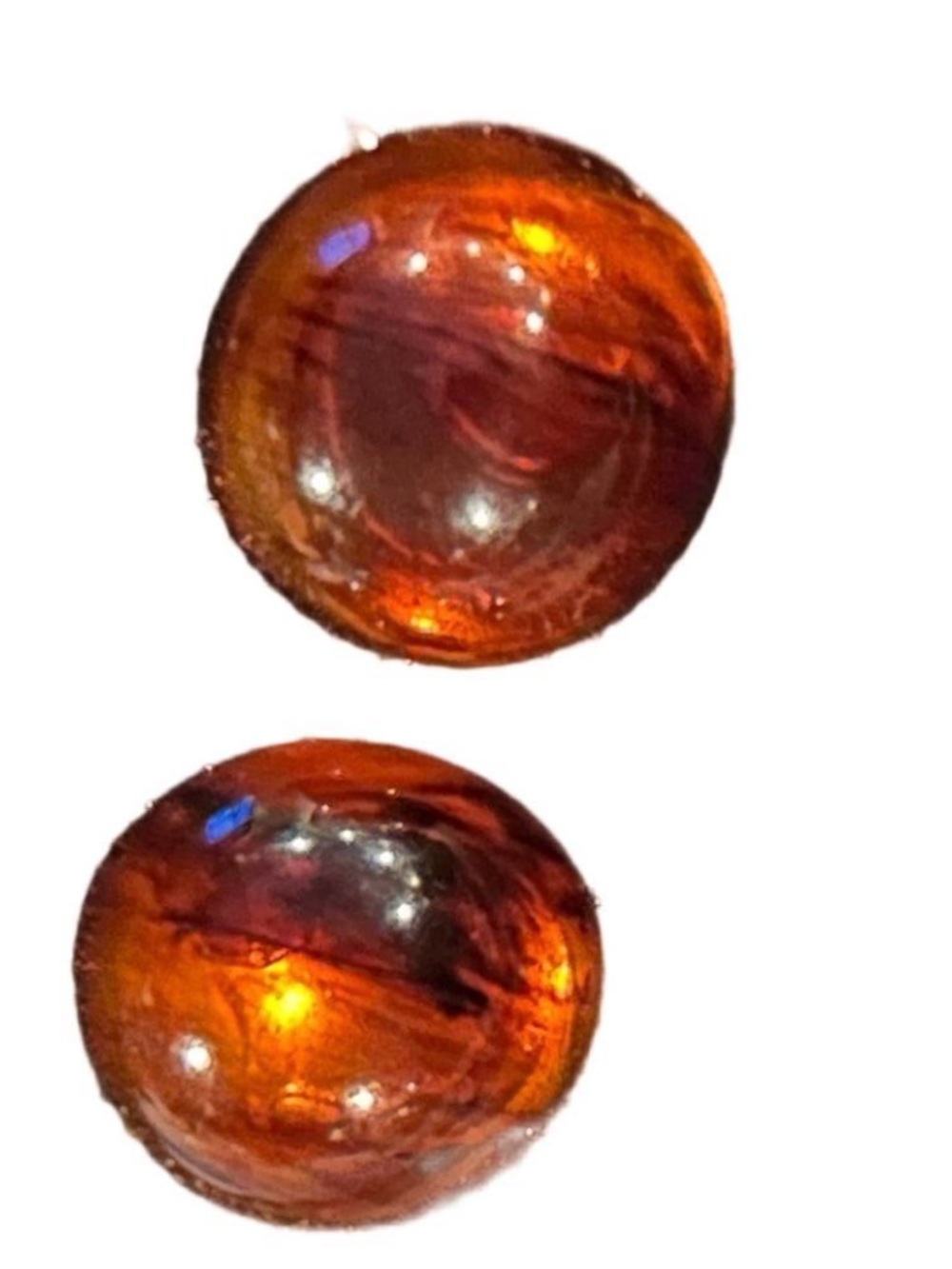 Vintage 1950 Round Completely Translucent Orange Earrings Acrylic Look excellent